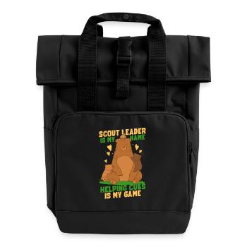 Pfadfinderführer Pfadfinder Pfadfindergruppe - Rolltop Rucksack mit zwei Griffen - Schwarz - Vorne