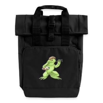 Frosch Maler Pinsel Malen - Rolltop Rucksack mit zwei Griffen - Schwarz - Vorne