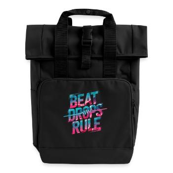 Beat Drop – Music Reigns - EDM Sound Power - Roll Top Backpack with Two Handles - black - Front