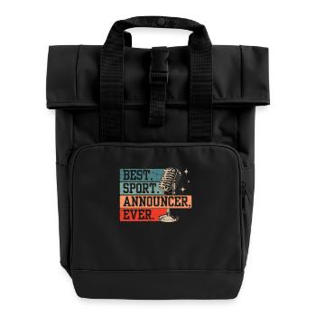 Funny Sports Announcer - Roll Top Backpack with Two Handles - black - Front
