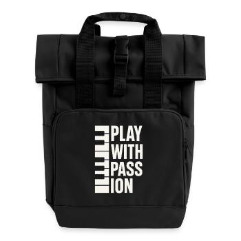Classical Pianist Piano Life Music Recital - Roll Top Backpack with Two Handles - black - Front