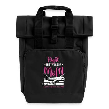 Flight Instructor Mom The Idol Flight Attendant - Roll Top Backpack with Two Handles - black - Front