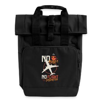 Flight Instructor No Coffee Aviation Coffee Lover - Roll Top Backpack with Two Handles - black - Front