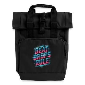 Beat Drops Rule Shirt - EDM Soundwave - Roll Top Backpack with Two Handles - black - Front