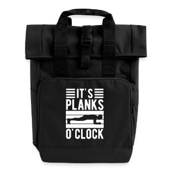 Gym Junkies It´s Planks O´Clock Calisthenics - Rolltop Rucksack mit zwei Griffen - Schwarz - Vorne