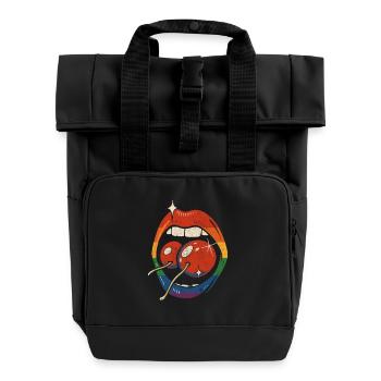 LGBTQ Mund mit Kirschen - Rolltop Rucksack mit zwei Griffen - Schwarz - Vorne
