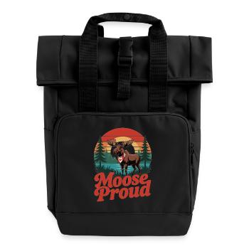 Chemise du Canada avec motif orignal - Sac à dos Roll Top à deux anses - noir - Devant