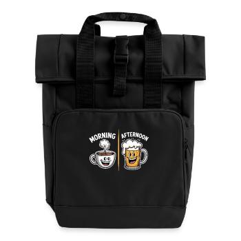 Café le matin, bière le soir - Sac à dos Roll Top à deux anses - noir - Devant