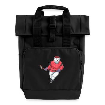 Polar Bear Hockey Hockey Sticks - Roll Top Backpack with Two Handles - black - Front