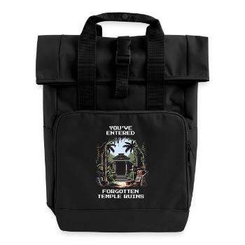Forgotten Temple | Archaeology Ruins Excavation - Roll Top Backpack with Two Handles - black - Front