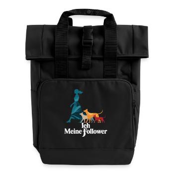 Ich & meine Follower – Hundehumor Design - Rolltop Rucksack mit zwei Griffen - Schwarz - Vorne