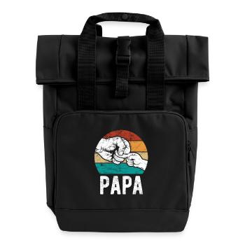 Dad and child, fist to fist - Team - Family - Roll Top Backpack with Two Handles - black - Front
