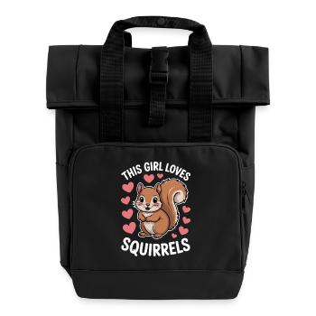 Eichhörnchen Spruch Lustiges Eichhörnchen Geschenk - Rolltop Rucksack mit zwei Griffen - Schwarz - Vorne