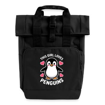 Pinguin Spruch Lustige Pinguine Geschenk - Rolltop Rucksack mit zwei Griffen - Schwarz - Vorne