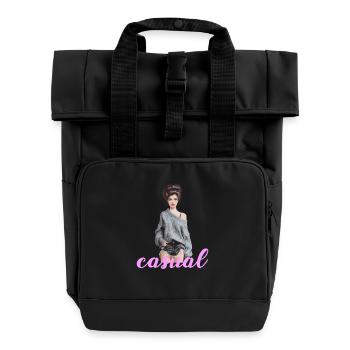 Un look décontracté avec style et confiance - Sac à dos Roll Top à deux anses - noir - Devant