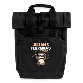 Sloth Julian - Roll Top Backpack with Two Handles - black - Front