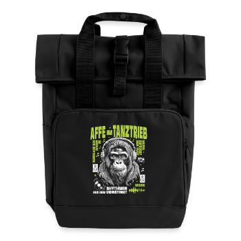 Instinct Bass Shirt: Curly monkey at frequency level - Roll Top Backpack with Two Handles - black - Front