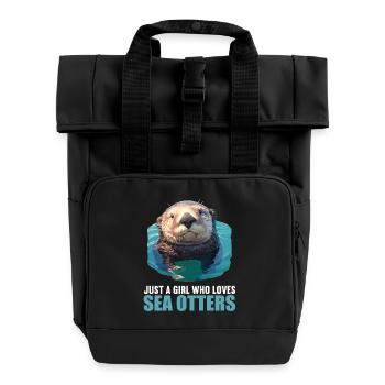 Loutre de mer - Sac à dos Roll Top à deux anses - noir - Devant