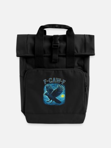 Fcawf Krähe Van Gogh - Rolltop Rucksack mit zwei Griffen - Schwarz
