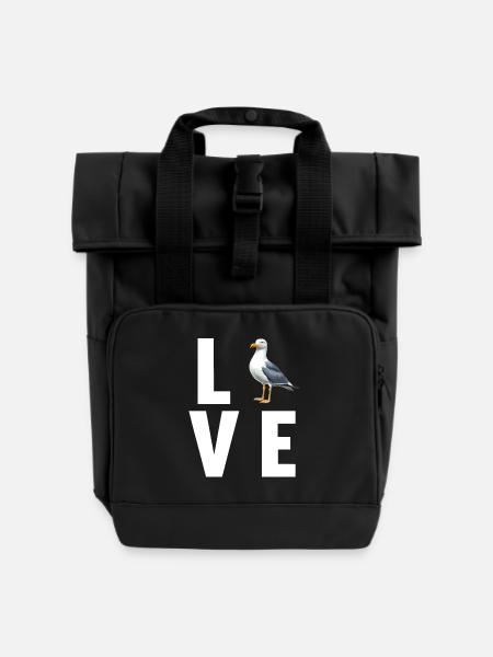 Möwen Möwe - Rolltop Rucksack mit zwei Griffen - Schwarz