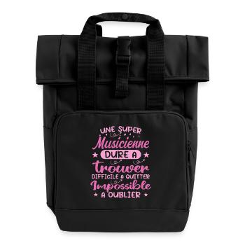 A Super Musician - Musician Gift - Roll Top Backpack with Two Handles - black - Front