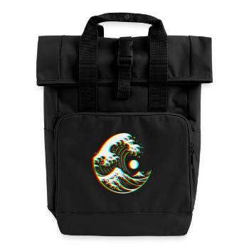 RGB die Kanagawa-Welle - Rolltop Rucksack mit zwei Griffen - Schwarz - Vorne
