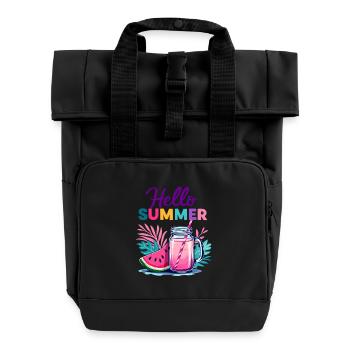 Hello Summer - Rolltop Rucksack mit zwei Griffen - Schwarz - Vorne