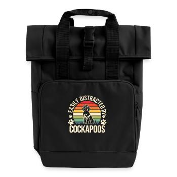 Easily Distracted By Cockapoos – Vintage Look for - Roll Top Backpack with Two Handles - black - Front