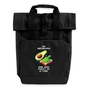 XP Grind | Avo Toast Level Up im Retro-Style - Rolltop Rucksack mit zwei Griffen - Schwarz - Vorne