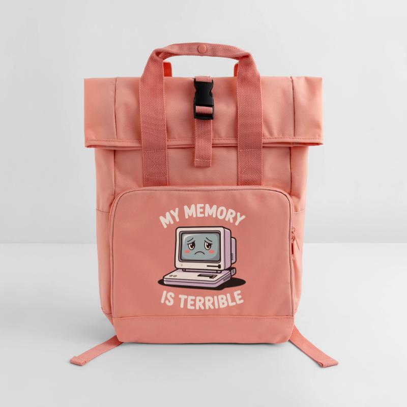 My Memory Is Terrible Funny Computer Funny Coding Roll Top Backpack with Two Handles
