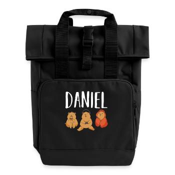 Gamer Zocker Zocken Gaming Daniel - Rolltop Rucksack mit zwei Griffen - Schwarz - Vorne