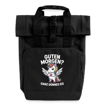 Good morning? Very thin ! Funny Unicorn - Roll Top Backpack with Two Handles - black - Front