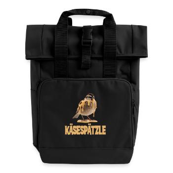 Käsespätzle Vogel Illustrativ Humorvoll - Rolltop Rucksack mit zwei Griffen - Schwarz - Vorne