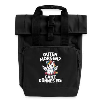 Good morning? Very thin ! Funny Unicorn - Roll Top Backpack with Two Handles - black - Front