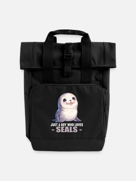 Joints, Phoque - Sac à dos Roll Top à deux anses - noir