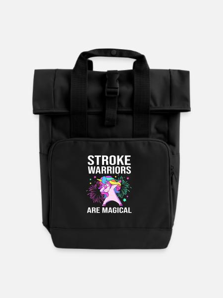 Schlaganfall Hirnschlag - Rolltop Rucksack mit zwei Griffen - Schwarz