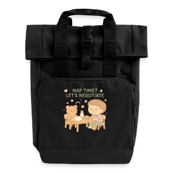 Nap Time Let's Negotiate Funny Kindergarten - Roll Top Backpack with Two Handles - black - Front