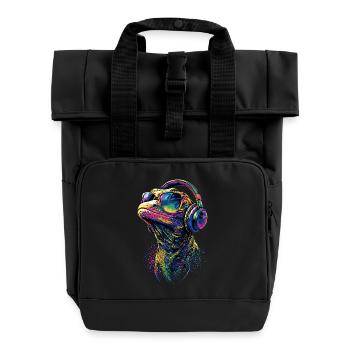 Lézard varan, reptile, dragon de Komodo, varan bagué, lézard - Sac à dos Roll Top à deux anses - noir - Devant