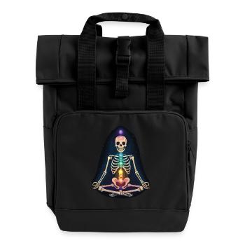Skelett Yoga - Chakren Meditation - Rolltop Rucksack mit zwei Griffen - Schwarz - Vorne