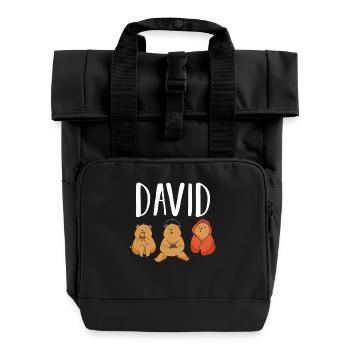 Gamer Zocker Zocken Gaming David - Rolltop Rucksack mit zwei Griffen - Schwarz - Vorne