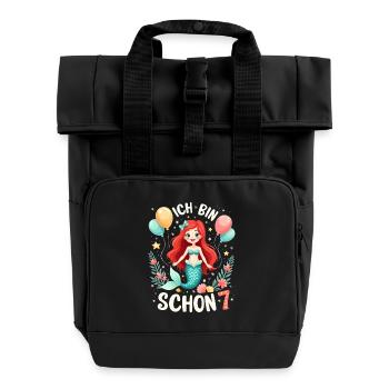 J’ai déjà 7 ans Sirène Birthday Girl - Sac à dos Roll Top à deux anses - noir - Devant