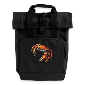Crab Crab Crustaceans Crab Shore Crab Crayfish - Roll Top Backpack with Two Handles - black - Front