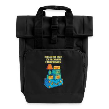 I don't collect, I archive memories - Roll Top Backpack with Two Handles - black - Front