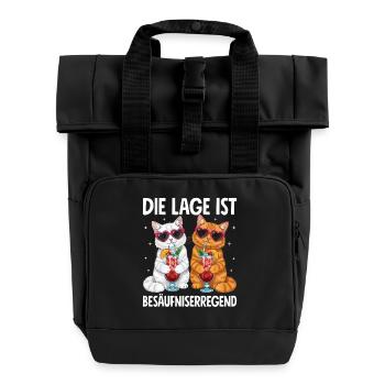 Die Lage Ist Besäufniserregend - Rolltop Rucksack mit zwei Griffen - Schwarz - Vorne