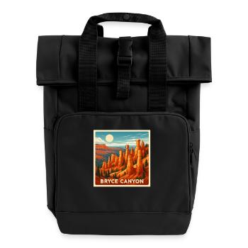 Bryce Canyon Retro Landschaft Wandern Natur Park - Rolltop Rucksack mit zwei Griffen - Schwarz - Vorne
