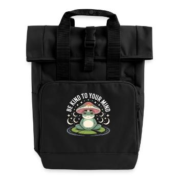 Meditierender Frosch auf Seerose - Rolltop Rucksack mit zwei Griffen - Schwarz - Vorne