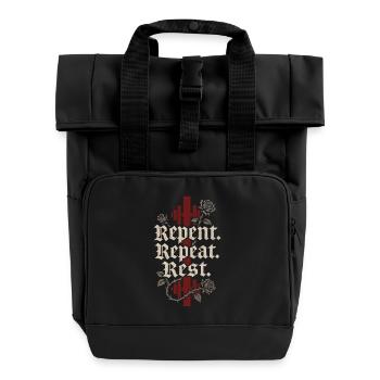 Goth Gym Dark Fitness Alternative Training Gothic - Roll Top Backpack with Two Handles - black - Front