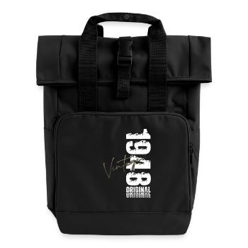 77th Birthday Legend Born in 1948 - Roll Top Backpack with Two Handles - black - Front