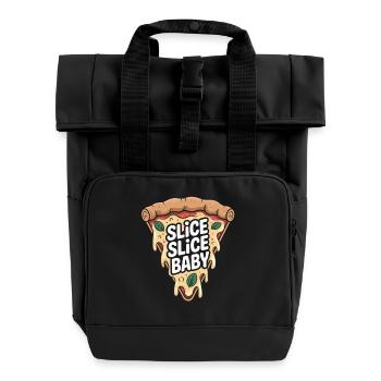 Slice Slice Baby Pizza Shirt - Rolltop Rucksack mit zwei Griffen - Schwarz - Vorne