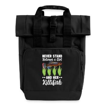 Killifish Egg-laying Tooth Doughnut Aquarium - Roll Top Backpack with Two Handles - black - Front